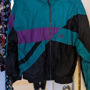 Nike Men's Vibrant Teal and Black Varsity Jacket